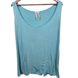 Johnny Was Tank Top Aqua Blue Boho Scoop Neck Rayon Womens Medium?
